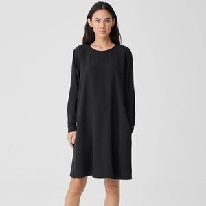BNWT Minimalist Silk Georgette Crepe Crew Neck Dress Large